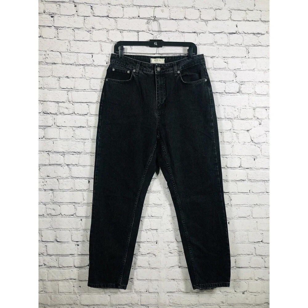 We The Free Women High Rise Straight Leg Jeans Faded Black Denim Size 32